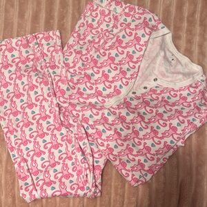 Roller Rabbit Pink and White Pajama Set